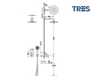 MEDIDAS KIT DUCHA TERMOSTATICA EMPOTRADO MAX TRES